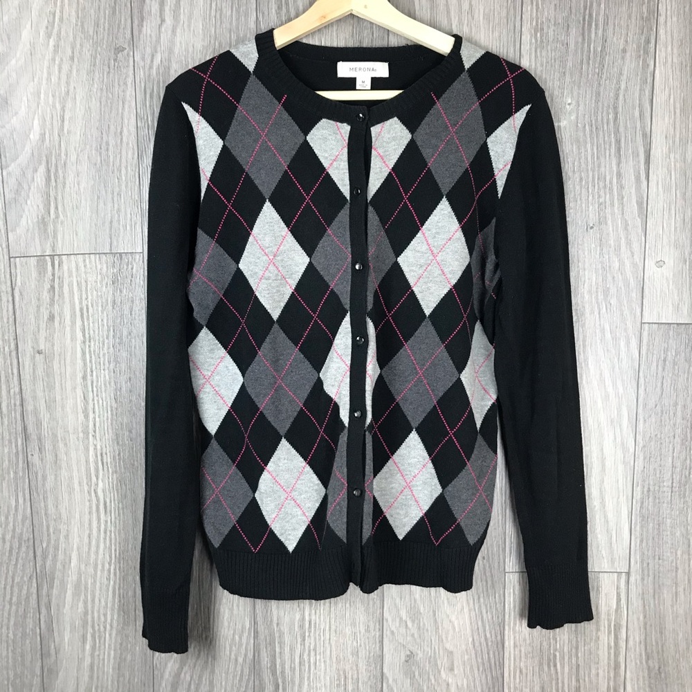 MERON BLACK CARDIGAN WITH PLAID